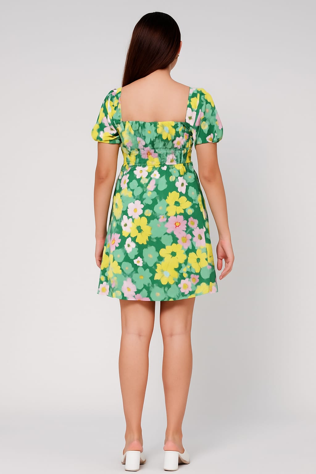 Green Floral Short Dress