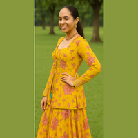 DESIGNER FLORAL PRINT ETHNIC WEAR WITH INNER HEAVY PALAZZO