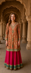 DESIGNER BRIDAL WEAR HEAVY KURTI WITH HEAVY PALAZZO SET