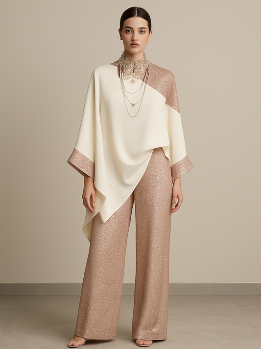 Designer Asymmetrical Co-Ord Set for Women | Elegant Party Wear Top & Palazzo Set