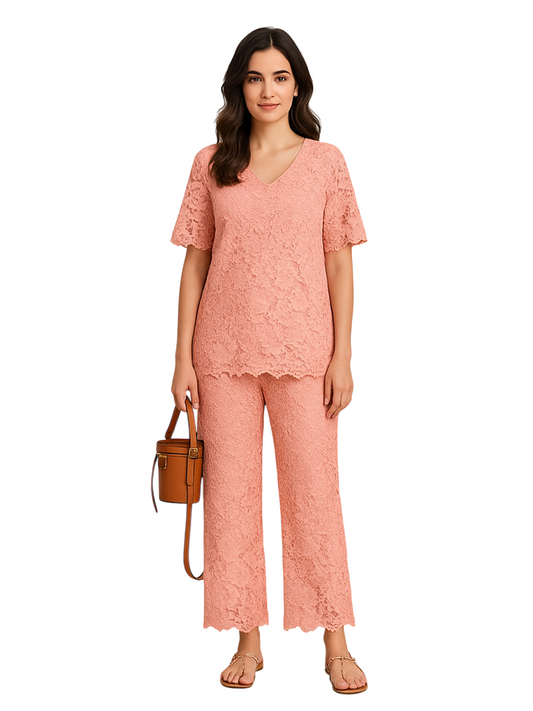 Peach Color Co-Ord Set for Women | Stylish Top & Pant Set for Casual & Party Wear