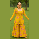 DESIGNER FLORAL PRINT ETHNIC WEAR WITH INNER HEAVY PALAZZO