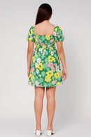 Green Floral Short Dress