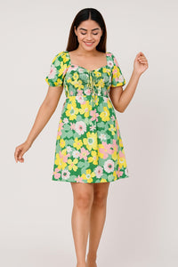 Green Floral Short Dress